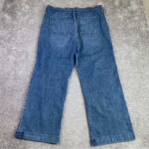 J. Crew Jeans Women's 33 Tall Blue Crop Straight High Rise Denim Belted - Picture 3 of 11